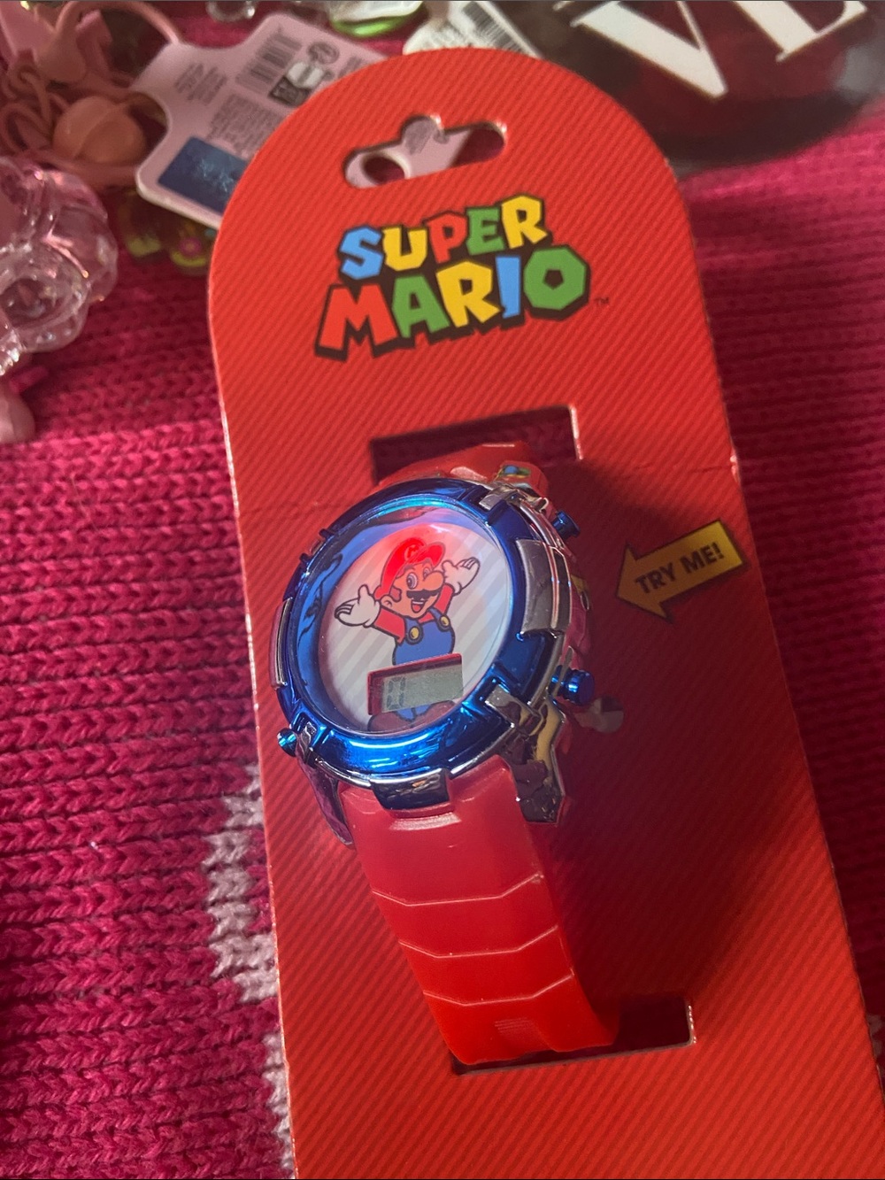 Nintendo Super Mario Red Strap Watch with Blue Bezel